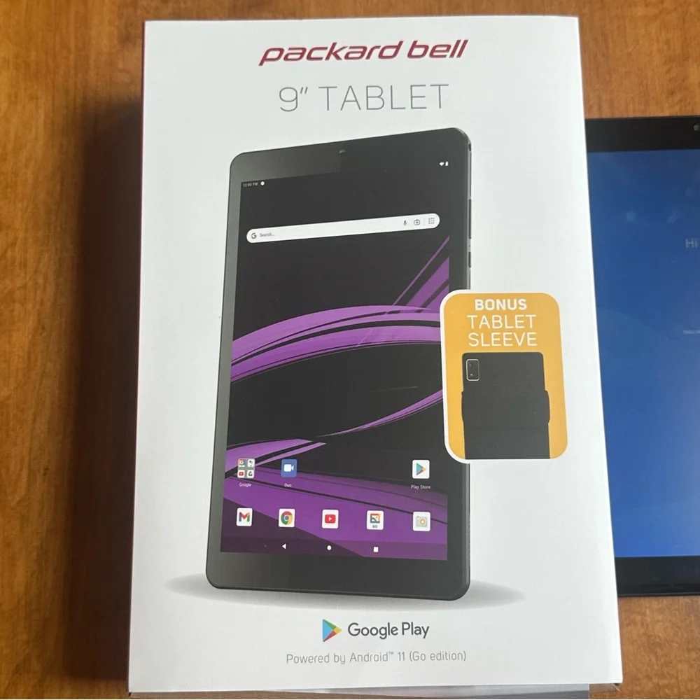 New Packard Bell 9” Android Tablet Bundle w Case Charger Google Play WiFi